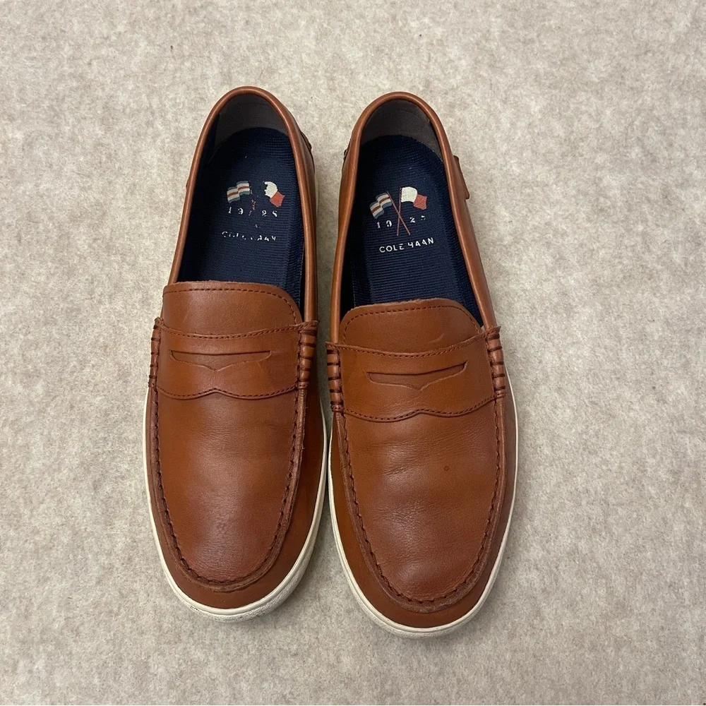 Cole Haan Nantucket Brown Leather Slip On Penny Loafers Rubber Sole Mens Size 11
